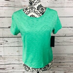Rachel Zoe 100% Pima Cotton Cropped T-Shirt Tee Green S